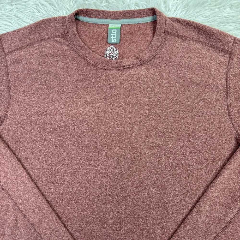 Stio Sweater Mens Large Burgundy Turpin Fleece Lightweight Crewneck Sweatshirt L - Picture 2 of 10